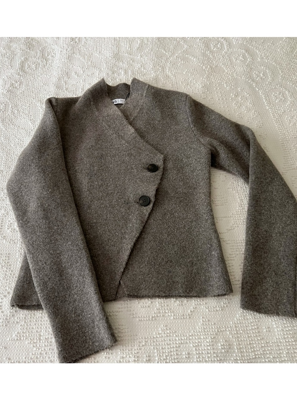 Zara Asymmetric Two-Button Wool-Blend Blazer - Gray